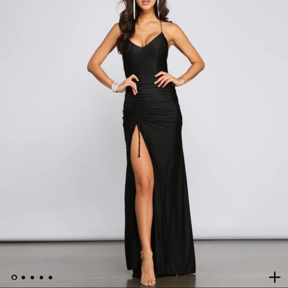 Windsor Black High Slit Dress